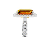 White gold Emerald Cut Halo Diamond Pave Band with Prong Setting_5