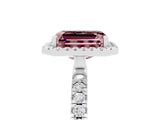 White gold Emerald Cut Halo Diamond Pave Band with Prong Setting_5