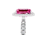 White gold Emerald Cut Halo Diamond Pave Band with Prong Setting_5