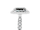 White gold Emerald Cut Halo Diamond Pave Band with Prong Setting_5
