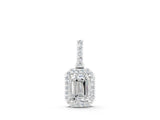 White gold Emerald Cut Halo Diamond Pendant with Prong Setting_2