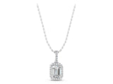White gold Emerald Cut Halo Diamond Pendant with Prong Setting_5