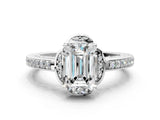 White gold Emerald Cut Halo Diamond Ring with Channel Set Band and Four-Prong Setting_32