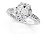 White gold Emerald Cut Halo Diamond Ring with Channel Set Band and Four-Prong Setting_33