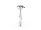 White gold Emerald Cut Halo Diamond Ring with Channel Set Band and Four-Prong Setting_34
