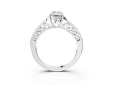 White gold Emerald Cut Halo Diamond Ring with Channel Set Band and Four-Prong Setting_35