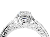 White gold Emerald Cut Halo Diamond Ring with Channel Set Band and Four-Prong Setting_36