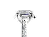 White gold Emerald Cut Halo Diamond Ring with Channel Set Band and Four-Prong Setting_37