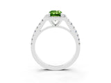 White gold Emerald Cut Halo Diamond Ring with Pavé Band and Three-Prong Setting_27