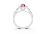 White gold Emerald Cut Halo Diamond Ring with Pavé Band and Three-Prong Setting_3