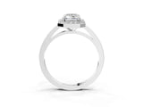 White gold Emerald Cut Halo Diamond Ring with Solitaire Band and Prong Setting_10
