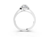 White gold Emerald Cut Halo Diamond Ring with Solitaire Band and Prong Setting_14