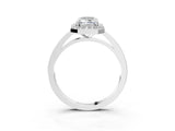 White gold Emerald Cut Halo Diamond Ring with Solitaire Band and Prong Setting_20