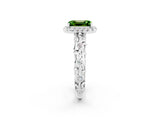 White gold Emerald Cut Halo Diamond Solitaire with Filigree Band and Four-Prong Setting_2