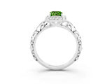 White gold Emerald Cut Halo Diamond Solitaire with Filigree Band and Four-Prong Setting_3