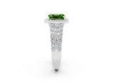 White gold Emerald Cut Halo Pavé Diamond Engagement Ring with Split Shank and Four-Prong Setting_14