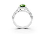 White gold Emerald Cut Halo Pavé Diamond Engagement Ring with Split Shank and Four-Prong Setting_15