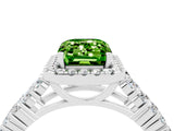 White gold Emerald Cut Halo Pavé Diamond Engagement Ring with Split Shank and Four-Prong Setting_16