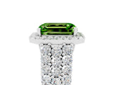 White gold Emerald Cut Halo Pavé Diamond Engagement Ring with Split Shank and Four-Prong Setting_17