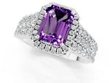 White gold Emerald Cut Halo Pavé Diamond Engagement Ring with Split Shank and Four-Prong Setting_1
