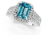 White gold Emerald Cut Halo Pavé Diamond Engagement Ring with Split Shank and Four-Prong Setting_1
