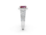 White gold Emerald Cut Halo Pavé Diamond Engagement Ring with Split Shank and Four-Prong Setting_2