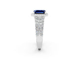 White gold Emerald Cut Halo Pavé Diamond Engagement Ring with Split Shank and Four-Prong Setting_2
