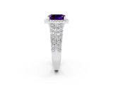 White gold Emerald Cut Halo Pavé Diamond Engagement Ring with Split Shank and Four-Prong Setting_2