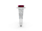 White gold Emerald Cut Halo Pavé Diamond Engagement Ring with Split Shank and Four-Prong Setting_2