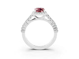 White gold Emerald Cut Halo Pavé Diamond Engagement Ring with Split Shank and Four-Prong Setting_3