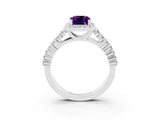 White gold Emerald Cut Halo Pavé Diamond Engagement Ring with Split Shank and Four-Prong Setting_3
