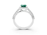 White gold Emerald Cut Halo Pavé Diamond Engagement Ring with Split Shank and Four-Prong Setting_3