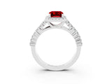 White gold Emerald Cut Halo Pavé Diamond Engagement Ring with Split Shank and Four-Prong Setting_3