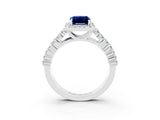 White gold Emerald Cut Halo Pavé Diamond Engagement Ring with Split Shank and Four-Prong Setting_3