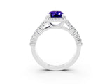 White gold Emerald Cut Halo Pavé Diamond Engagement Ring with Split Shank and Four-Prong Setting_3