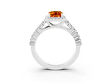 White gold Emerald Cut Halo Pavé Diamond Engagement Ring with Split Shank and Four-Prong Setting_3