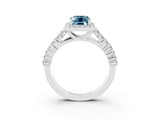 White gold Emerald Cut Halo Pavé Diamond Engagement Ring with Split Shank and Four-Prong Setting_3