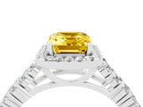 White gold Emerald Cut Halo Pavé Diamond Engagement Ring with Split Shank and Four-Prong Setting_4