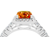 White gold Emerald Cut Halo Pavé Diamond Engagement Ring with Split Shank and Four-Prong Setting_4