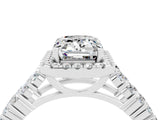 White gold Emerald Cut Halo Pavé Diamond Engagement Ring with Split Shank and Four-Prong Setting_4