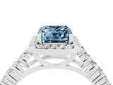 White gold Emerald Cut Halo Pavé Diamond Engagement Ring with Split Shank and Four-Prong Setting_4