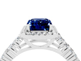 White gold Emerald Cut Halo Pavé Diamond Engagement Ring with Split Shank and Four-Prong Setting_4