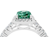 White gold Emerald Cut Halo Pavé Diamond Engagement Ring with Split Shank and Four-Prong Setting_4