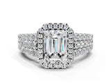 White gold Emerald Cut Halo Pavé Diamond Engagement Ring with Split Shank and Four-Prong Setting_4