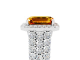 White gold Emerald Cut Halo Pavé Diamond Engagement Ring with Split Shank and Four-Prong Setting_5