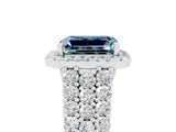 White gold Emerald Cut Halo Pavé Diamond Engagement Ring with Split Shank and Four-Prong Setting_5