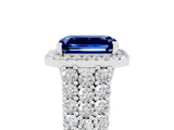 White gold Emerald Cut Halo Pavé Diamond Engagement Ring with Split Shank and Four-Prong Setting_5