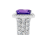 White gold Emerald Cut Halo Pavé Diamond Engagement Ring with Split Shank and Four-Prong Setting_5