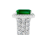 White gold Emerald Cut Halo Pavé Diamond Engagement Ring with Split Shank and Four-Prong Setting_5