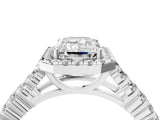 White gold Emerald Cut Halo Pavé Diamond Engagement Ring with Split Shank and Four-Prong Setting_8